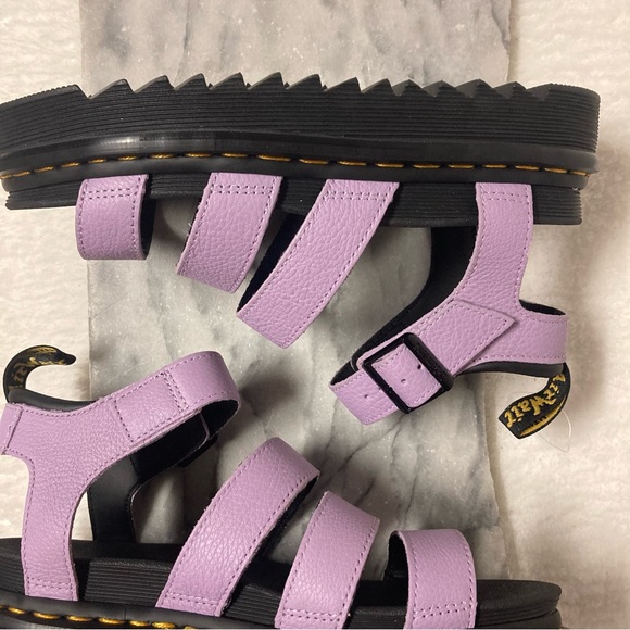 SOLD. Dr.Martens Blaire Pisa Leather Strap Sandal Chunky Sole Purple Lilac - Picture 11 of 14